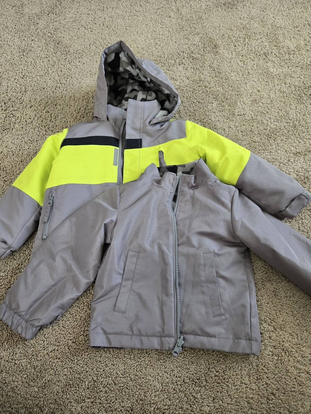 Kids' Gray & Neon Yellow 2-in-1 Coat